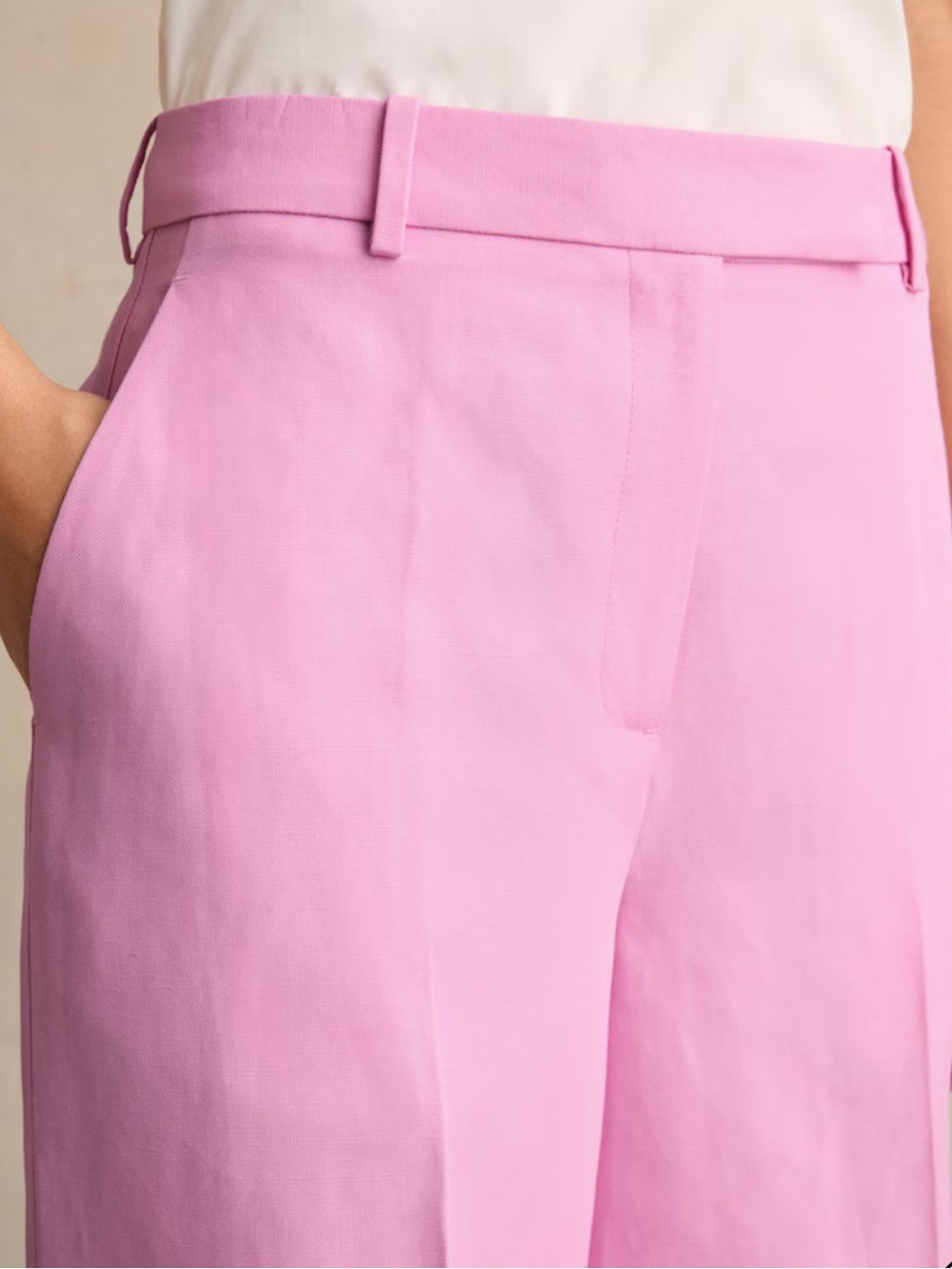 Reiss NWOT Raine Pleated Wide Leg Pants Pink Size 6 - Picture 4 of 12